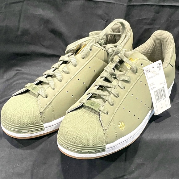 ADIDAS SUPERSTAR PURE LACE UP - MENS 8.5- OLIVE GR - Picture 1 of 11